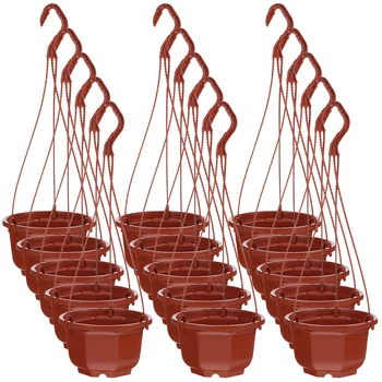Homsfou Подвесные кашпо Пластиковый цветочный горшок Садовая корзина для растений Подвесные цепные крючки Внутренние садовые растения на открытом воздухе