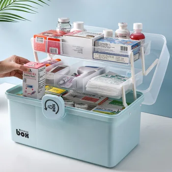 Пластиковая коробка для хранения Органайзер для медицинской коробки Многофункциональный портативный шкаф для лекарств Семейный аварийный набор Коробка Дропшиппинг