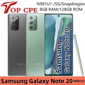 N981U Оригинальный Samsung Galaxy Note20 Note 20 5G N981U1 6,7 дюйма 128 ГБ ROM 8 ГБ ОЗУ NFC Snapdragon Восьмиядерный разблокированный мобильный телефон