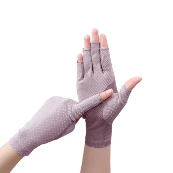 Женщины Перчатки с половиной пальцев Летние эластичные тонкие полупальцы На открытом воздухе Перчатки для вождения Противоскользящий солнцезащитный крем Перчатка без пальцев