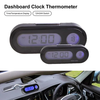  Автомобильные часы и измеритель температуры с подсветкой Электрические часы на приборной панели Мини-стик на ЖК-часах Цифровые часы для автомобиля Грузовик Внедорожник