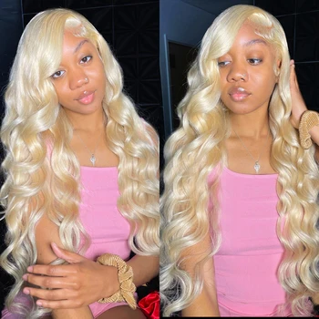 бразильский 30 36-дюймовый Body Wave 613 Honey Blonde 13x6 Прозрачный кружевной передний парик из натуральных волос 13x4 Кружевной фронтальный парик для женщин 250%