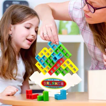 Tetra Tower Game Stacking Blocks Stack Building Blocks Balance Puzzle Board Assembly Bricks Развивающие игрушки для детей и взрослых