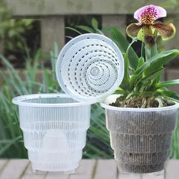  прозрачный цветочный горшок орхидея горшок с дышащим отверстием прорезь пластиковый контейнер для горшка для декора рабочего стола сада