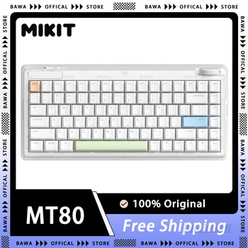 Mikit MT80 Механическая клавиатура Прокрутка Мультимедийная клавиша Трехрежимная прокладка игровой клавиатуры с горячей заменой ПК Геймерские аксессуары Офис Mac