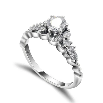 925 Кольца из стерлингового серебра в форме короны с прозрачным цирконом королева романтический стиль для женщин обручальное кольцо для вечеринки ювелирные изделия