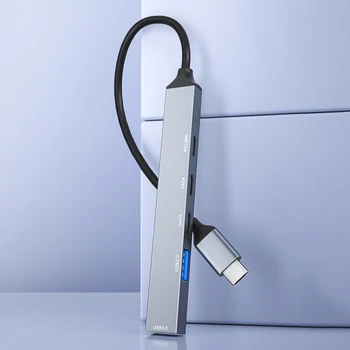 5 в 1 док-станция USB C USB3.0 5 Гбит/с Многопортовый концентратор Адаптер Plug and Play Type C Extender Hub для ПК Ноутбук Ноутбук