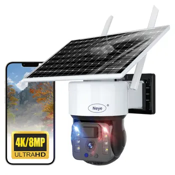 8 МП / 4K Беспроводная аккумуляторная батарея Солнечная Наружная камера безопасности с панорамированием и наклоном Двунаправленный звук IP66 Камера мониторинга
