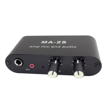 3,5 мм Конденсаторный микрофонный усилитель Усилитель для наушников Музыкальный аудио предусилитель Микшерный пульт MA-2S