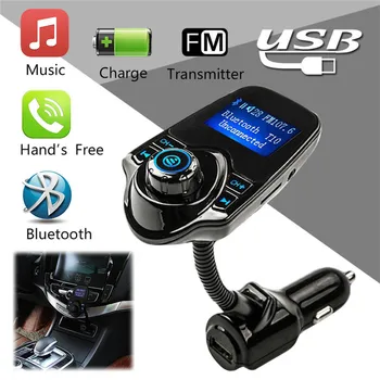  Громкая связь Bluetooth-совместимый Автомобильный комплект MP3 Музыкальный плеер FM-передатчик 5 В 2,1 А USB Автомобильное зарядное устройство 1,44 дюйма Светодиодный экран
