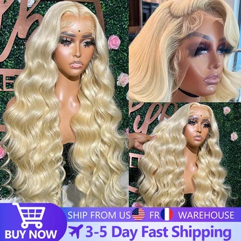 30 дюймов Body Wave Blonde 613 Кружевные передние парики Бразильский 13x4 Hd Кружевной фронтальный парик Прозрачные предварительно выщипанные человеческие волосы для женщин