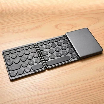  Bluetooth-совместимая складная беспроводная клавиатура с 64 клавишами Складная клавиатура с сенсорной панелью Компьютерная беспроводная клавиатура для Android IOS