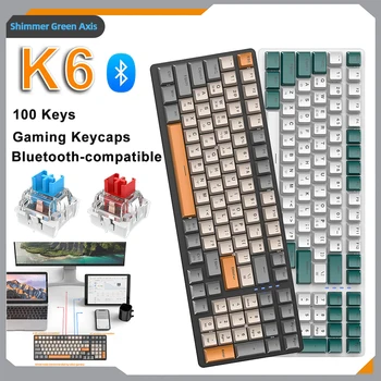 K6 K3 Механическая клавиатура Беспроводная / проводная 100 клавиш Колпачки для клавиш Красный/синий переключатель Игровая клавиатура для геймеров Аксессуары для ноутбуков