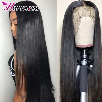 Hermosa 13x6 Прямое кружево спереди Парики из натуральных волос HD Прозрачный бразильский прямой кружевной фронтальный парик для женщин