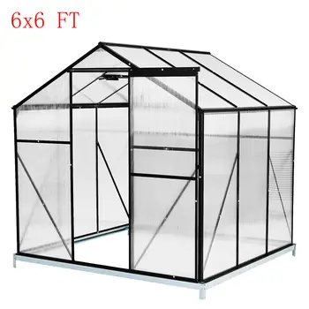 6x6ft/8x6ft/10x6ft теплица из поликарбоната с раздвижными дверями и вентиляционными окнами, дом для разведения садовых растений
