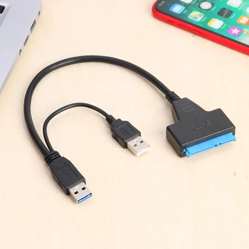Высокоскоростной адаптер SATA на двойной USB3.0 Кабельный считыватель для 2,5-дюймового корпуса SATA/HDD Совместимость с понижением USB 2.0 / 1.1 Стабильный