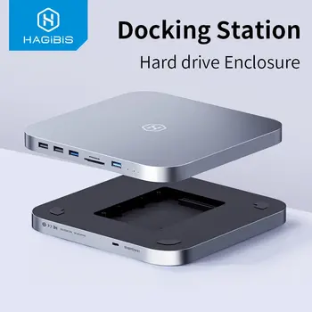 Hagibis USB C Hub с корпусом жесткого диска Тип C Док-станция 2.5 SATA NVME M.2 SSD Case 4K DP USB3.0 M1 M2 для Mac Mini