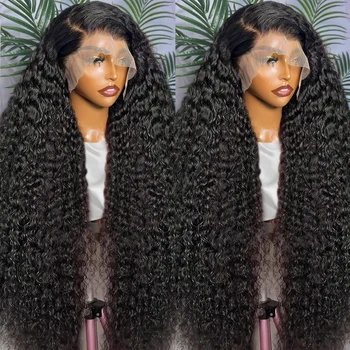250 плотность кудрявый 13x6 прозрачный кружевной передний парик для женщин бразильский 13x4 свободный глубокий волна человеческие волосы кружева фронтальные парики