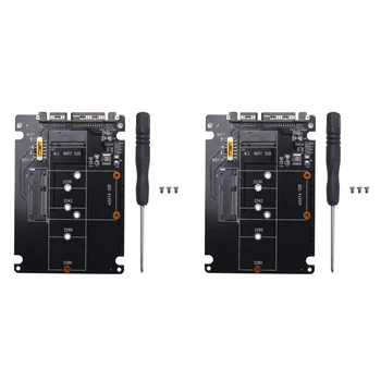 2X 2 в 1 NGFF M.2 B + M Key Mini PCI-E или MSATA SSD - SATA III Адаптер для полного твердотельного накопителя Msata / 2230 / 2242 / 2260 / 22X80 M2