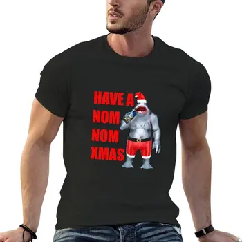 Королевская акула Есть Nom Nom Рождественская футболка быстросохнущая рубашка симпатичная одежда блузка тяжелые футболки для мужчин