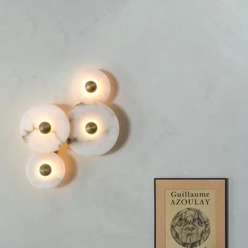  MEDIAN настенный светильник круглой формы золотая натуральная светодиодная мраморная лампа для гостиной, спальни, прохода, телевизора, фонового дома, внутреннего декора, света