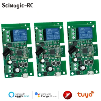 3 шт. Zigbee Smart Switch Tuya Релейный модуль Радиочастотное управление 7-32 В 85-250 В 1CH Датчик выключателя умного дома Без оболочки