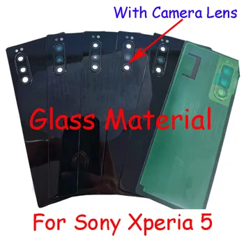 AAAA Качество для стеклянного материала для Sony Xperia 5 X5 X5 J8210 J8270 Задняя крышка аккумуляторного отсека с корпусом объектива камеры Детали для ремонта корпуса