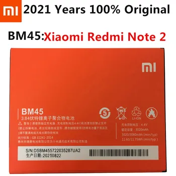 Xiao Mi Original BM45 Аккумулятор для мобильного телефона Xiaomi Redmi Note 2 Hongmi Note2 Сменные батареи реальной емкости 3020 мАч
