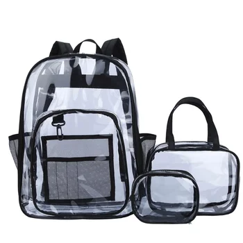 Женщины Прозрачная сумка из ПВХ Водонепроницаемый рюкзак Унисекс Рюкзак большой емкости Твердый прозрачный рюкзак для подростков Школьная сумка