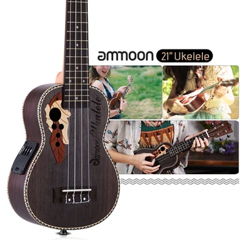 аммон 21-дюймовая укулеле из палисандрового дерева укулеле укелеле уке с эквалайзером 4 струнные инструменты укулеле бас-гитара детские подарочные музыкальные инструменты