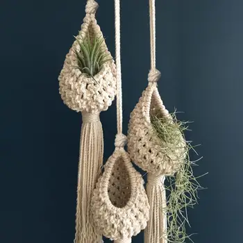 Уникальная цветочная корзина Скандинавская подвесная корзина Однотонная многоразовая подвесная корзина для цветочных растений