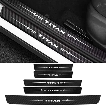 Автомобильная дверь Порог Багажник Защитные наклейки Интерьер для Nissan Titan Логотип Углеродное волокно Авто Порог Анти Кик Наклейки Аксессуары