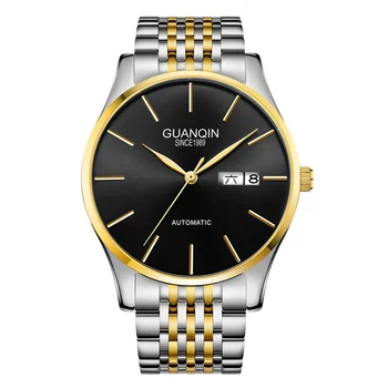 GUANQIN Luxury Brand Мужчины Сапфировые часы Автоматические часы Человек из нержавеющей стали Водонепроницаемые Дата Бизнес Спорт Механические Наручные часы