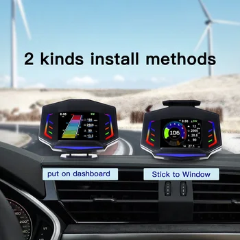 Автомобильный HUD Проекционный дисплей OBD GPS Двойная система вождения Компьютер Модифицированная таблица кодов Mete Smart Gauge Seneor Электронный датчик наклона