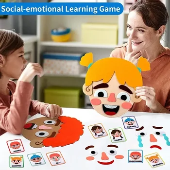 Дети Монтессори Выражение лица Игра Эмоциональные Изменения Игрушки С 9 Картами Дошкольное Обучение Развивающие Игрушки
