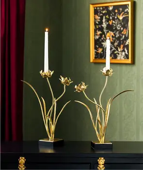 европейский латунный подсвечник креативные орхидейные украшения домашний романтический стол при свечах ужин свет роскошный украшение стола