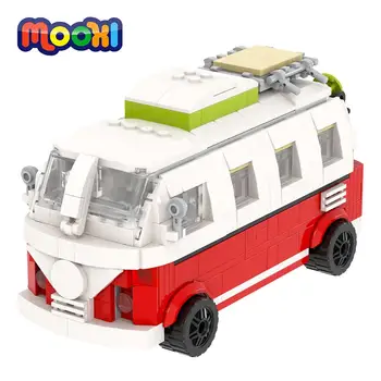 MOOXI Campervan Car 695 шт. MOC Кирпичи Городской велосипед Скейтборд DIY Модель Строительные блоки Образование Детские игрушки для детей MOC4082