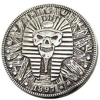 US Hobo 1897 Morgan Dollar череп зомби скелет вручную вырезанные посеребренные копировальные монеты