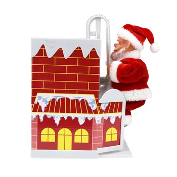 Рождественские подарки поднимутся по дымоходу через стену Электрическая игрушка Санта-Клауса с музыкой Рождественские украшения Детская игрушка