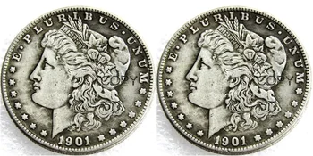 Монеты США 1901/1901 Двуликие UNC/Старый цвет Морган Доллар копия Монеты Посеребренные