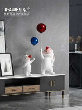  онлайн красный воздушный шар кролик ТВ-шкаф с обеих сторон Украшение стола Украшение гостиной Домашнее витринное окно