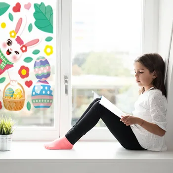 Кролик Стеклянная наклейка Наклейка Праздничные украшения Весна Детская комната Домашний кухонный декор