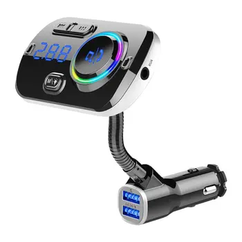  Автомобильное зарядное устройство FM-передатчик Bluetooth-совместимый 5.0 USB Автомобильный комплект Беспроводной громкой связи Вызов MP3 Музыкальный плеер Красочный светодиодный индикатор