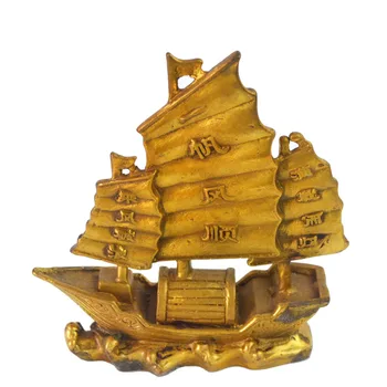  Китайский Fengshui Латунь Лодка-дракон Корабль Простая Парусная Статуя 5 