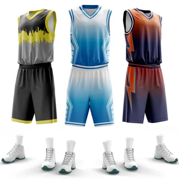 Дешевая двусторонняя баскетбольная форма Изготовленная на заказ высококачественная мужская баскетбольная рубашка Дышащие двухсторонние баскетбольные майки WO-B782
