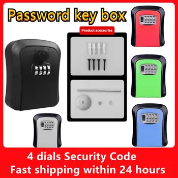  Настенное крепление Хранение ключей Секретная коробка Органайзер 4-значная комбинация паролей Код безопасности Замок Без ключа Домой Ключ Сейф Пластиковый