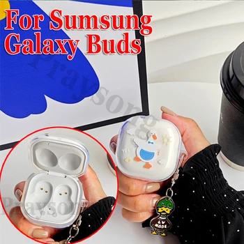 Милые животные Прозрачная крышка для Sumsung Galaxy Buds Live Cartoon Happy Duck Чехол для Buds Pro Cover Buds 2 Pro Funda Защитная коробка