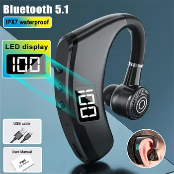 V9 Pro Беспроводная Bluetooth-гарнитура с микрофоном Шумоподавление Бизнес Спорт Громкая связь Наушники Earhook Led Smart Display