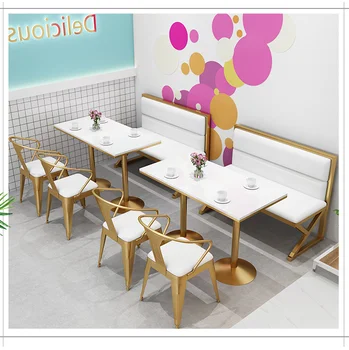 Комбинация диванных столов и стульев для чайного магазина: скандинавский простой красный ресторан, коммерческий десерт, кафе, столы и стулья