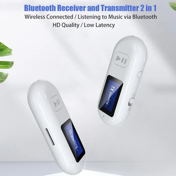 Bluetooth Аудиоприемник Передатчик 3,5 мм Typec Bluetooth Прослушивание песен Беспроводной разъем Аудио Конвертер с ЖК-дисплеем